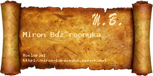 Miron Bársonyka névjegykártya